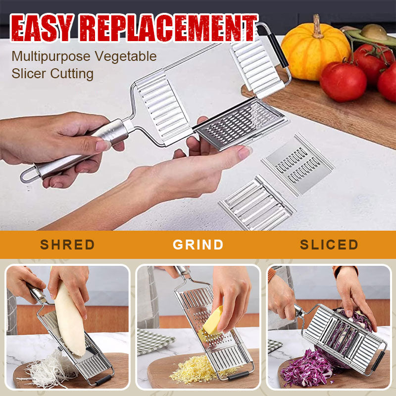 Multi-purpose vegetable slicer with 3 sets of blades